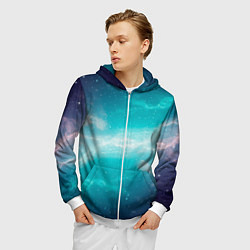 Толстовка 3D на молнии мужская Галактическое сияние небес, цвет: 3D-белый — фото 2