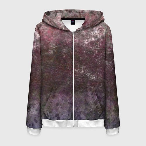 Мужская толстовка на молнии Абстракция - brown-violet scales / 3D-Белый – фото 1