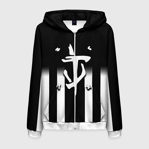 Мужская толстовка на молнии Doom line white / 3D-Белый – фото 1