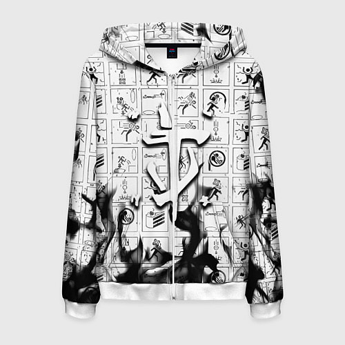 Мужская толстовка на молнии Doom x portal fire / 3D-Белый – фото 1