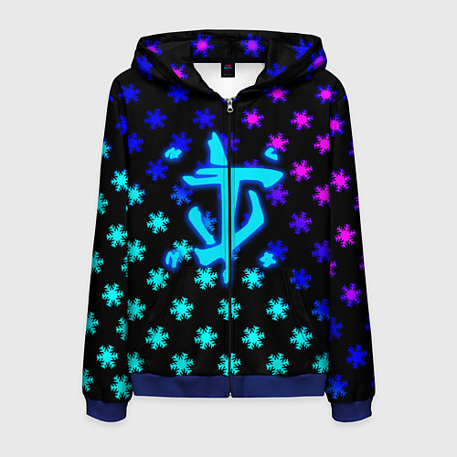 Мужская толстовка на молнии Doom winter neon / 3D-Синий – фото 1