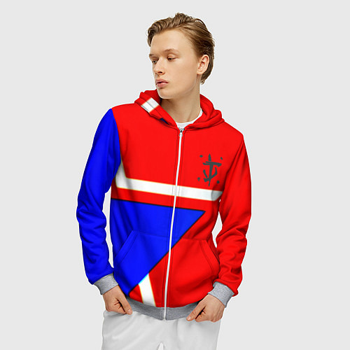 Мужская толстовка на молнии Doom star geometry / 3D-Меланж – фото 3