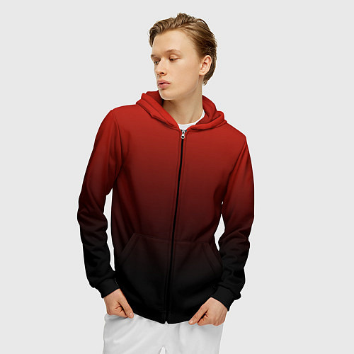 Мужская толстовка на молнии Red gradient / 3D-Черный – фото 3