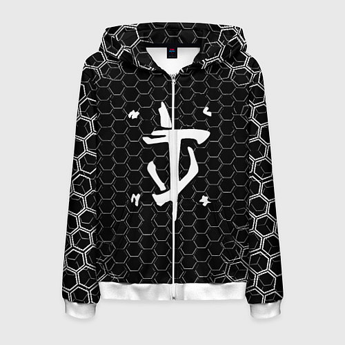 Мужская толстовка на молнии Doom соты текстура / 3D-Белый – фото 1