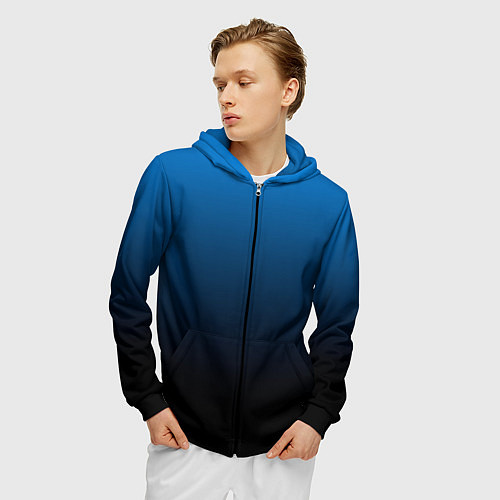 Мужская толстовка на молнии Blue gradient / 3D-Черный – фото 3