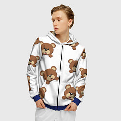 Толстовка 3D на молнии мужская Мордашка мишки, цвет: 3D-синий — фото 2