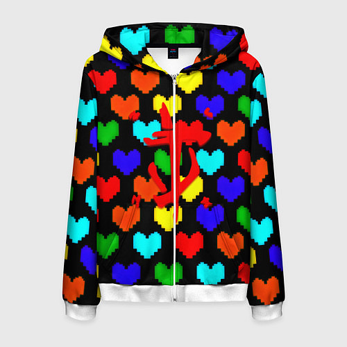 Мужская толстовка на молнии Doom love pixel pattern / 3D-Белый – фото 1