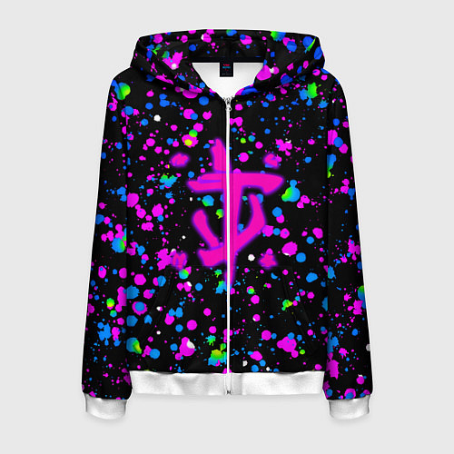 Мужская толстовка на молнии Doom цветные краски / 3D-Белый – фото 1