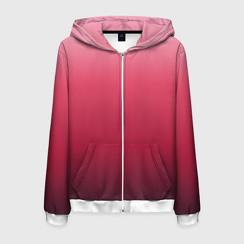 Мужская толстовка на молнии Градиент гранатовый / 3D-Белый – фото 1