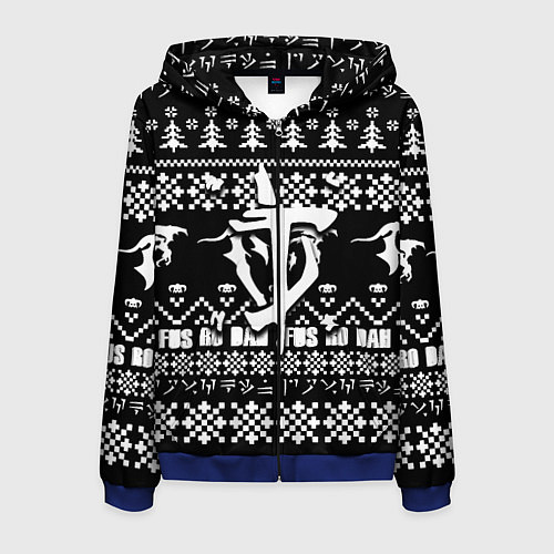 Мужская толстовка на молнии Doom x elders scrolls pattern / 3D-Синий – фото 1