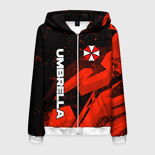 Мужская толстовка на молнии Umbrella corp - красный / 3D-Белый – фото 1