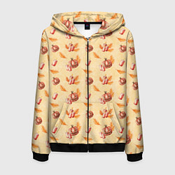 Мужская толстовка на молнии Хеллоуин с тыквой и листьями