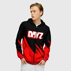 Толстовка 3D на молнии мужская Dayz штрихи красок, цвет: 3D-красный — фото 2