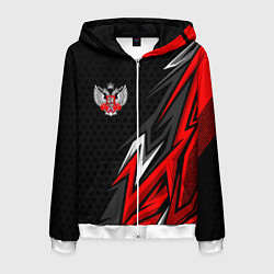 Толстовка 3D на молнии мужская Федерация бокса - Россия, цвет: 3D-белый