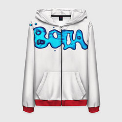 Толстовка 3D на молнии мужская Вода мерч логотип надпись, цвет: 3D-красный