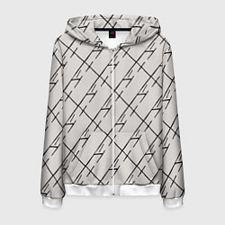 Толстовка 3D на молнии мужская Три буквы: паттерн на бежевом, цвет: 3D-белый