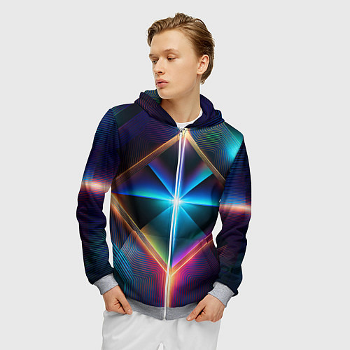 Мужская толстовка на молнии Фантастический геометрический центр / 3D-Меланж – фото 3