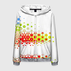 Толстовка 3D на молнии мужская Узорчатые разводы на белом, цвет: 3D-меланж