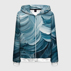 Толстовка 3D на молнии мужская Синяя краска импасто, цвет: 3D-белый