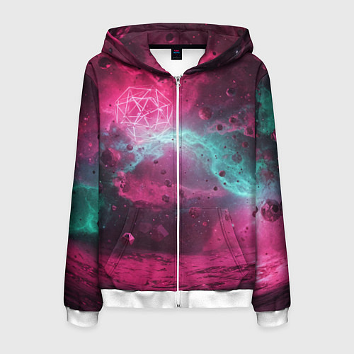 Мужская толстовка на молнии Космическая абстракция с геометрическими фигурами / 3D-Белый – фото 1