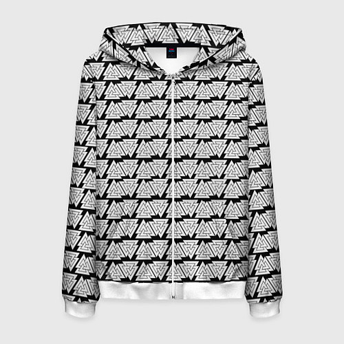 Мужская толстовка на молнии Символы валькнут как броня защиты / 3D-Белый – фото 1