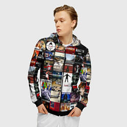 Толстовка 3D на молнии мужская Eminem - обложки альбомов и песен, цвет: 3D-черный — фото 2