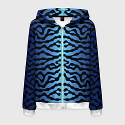 Толстовка 3D на молнии мужская Скумбрия синяя текстура, цвет: 3D-белый