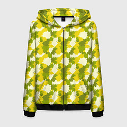 Мужская толстовка на молнии Яркий камуфляж желтые и зеленые пятна
