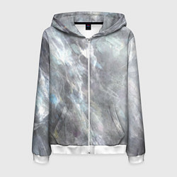 Толстовка 3D на молнии мужская Абстракция - white smoke on gray background, цвет: 3D-белый