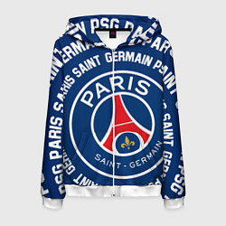 Толстовка 3D на молнии мужская ПСЖ надписи по кругу, цвет: 3D-белый