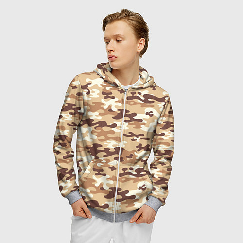 Мужская толстовка на молнии Камуфляж армия / 3D-Меланж – фото 3