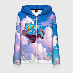 Толстовка 3D на молнии мужская Tiger Derpy in the clouds, цвет: 3D-белый