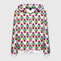 Мужская толстовка на молнии Цветные блоки на белом