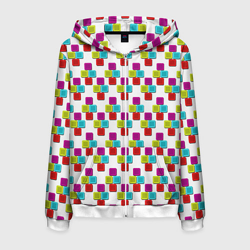 Мужская толстовка на молнии Цветные блоки на белом / 3D-Белый – фото 1