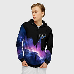 Толстовка 3D на молнии мужская Потеки космической краски, цвет: 3D-черный — фото 2