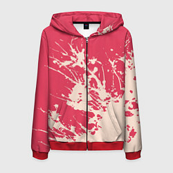 Толстовка 3D на молнии мужская Бежевый взрыв на розовом, цвет: 3D-красный