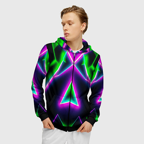Мужская толстовка на молнии Multicolored colorful color / 3D-Черный – фото 3