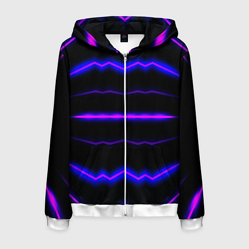 Мужская толстовка на молнии Color multicoloured neon stripes / 3D-Белый – фото 1