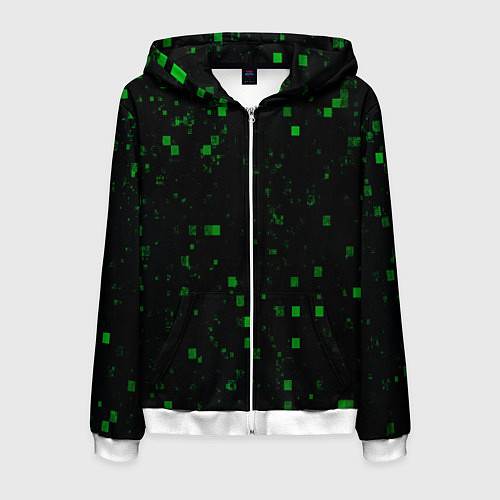Мужская толстовка на молнии Color green khaki / 3D-Белый – фото 1