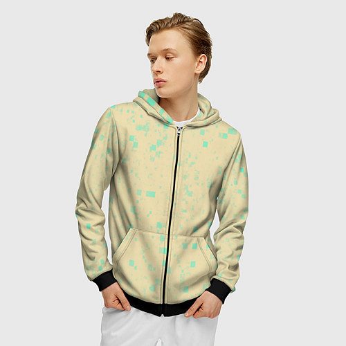 Мужская толстовка на молнии Color beige turquoise / 3D-Черный – фото 3