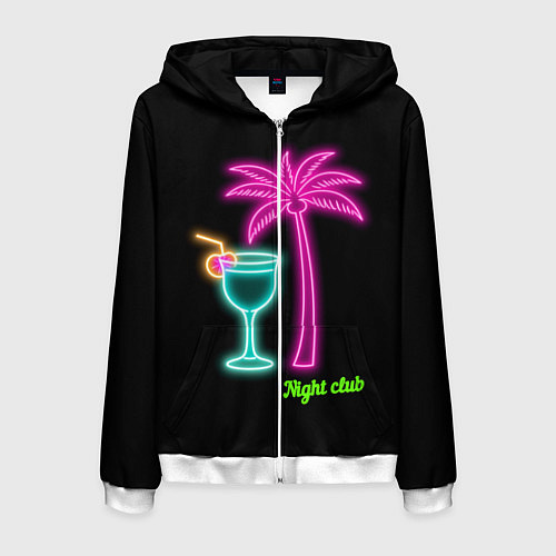 Мужская толстовка на молнии Night club / 3D-Белый – фото 1