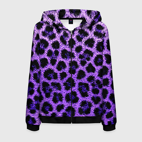 Мужская толстовка на молнии Леопардовый фиолетовый / 3D-Черный – фото 1