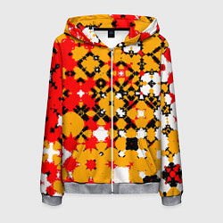 Толстовка 3D на молнии мужская Красно-желтая геометрическая абстракция, цвет: 3D-меланж