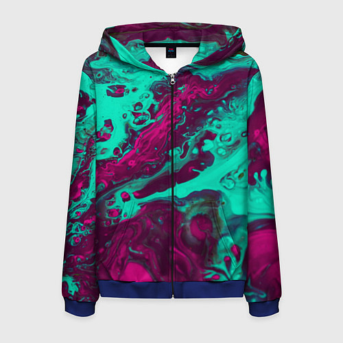 Мужская толстовка на молнии Абстракция мрамор / 3D-Синий – фото 1