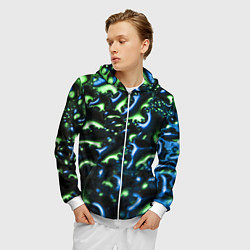 Толстовка 3D на молнии мужская Абстракция капли воды, цвет: 3D-белый — фото 2