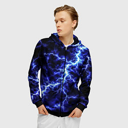 Толстовка 3D на молнии мужская Мощнейший разряд молнии, цвет: 3D-черный — фото 2