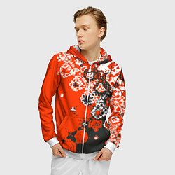 Толстовка 3D на молнии мужская Красно-черная метаморфоза, цвет: 3D-белый — фото 2