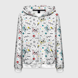 Мужская толстовка на молнии Паттерн с черепами и геометрическими фигурами на Х