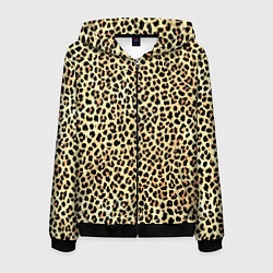 Толстовка 3D на молнии мужская Мелкий леопардовый, цвет: 3D-черный
