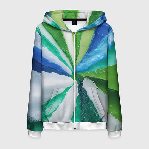 Мужская толстовка на молнии Радуга цветов мальдивских островов / 3D-Белый – фото 1